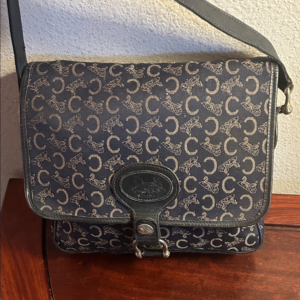 Coach Navy and Tan Signature 'C' Crossbody Bag with Tassel - Picture 10 of 11